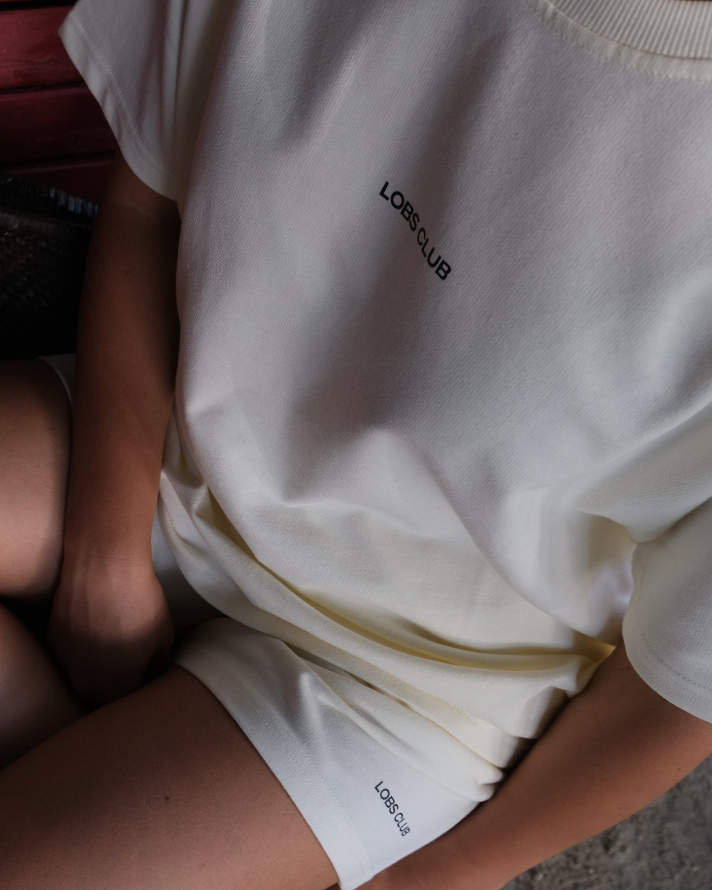 Conjunto t-shirt e calção creme